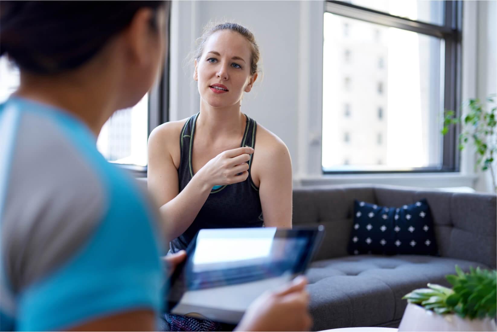 Woman being consulted